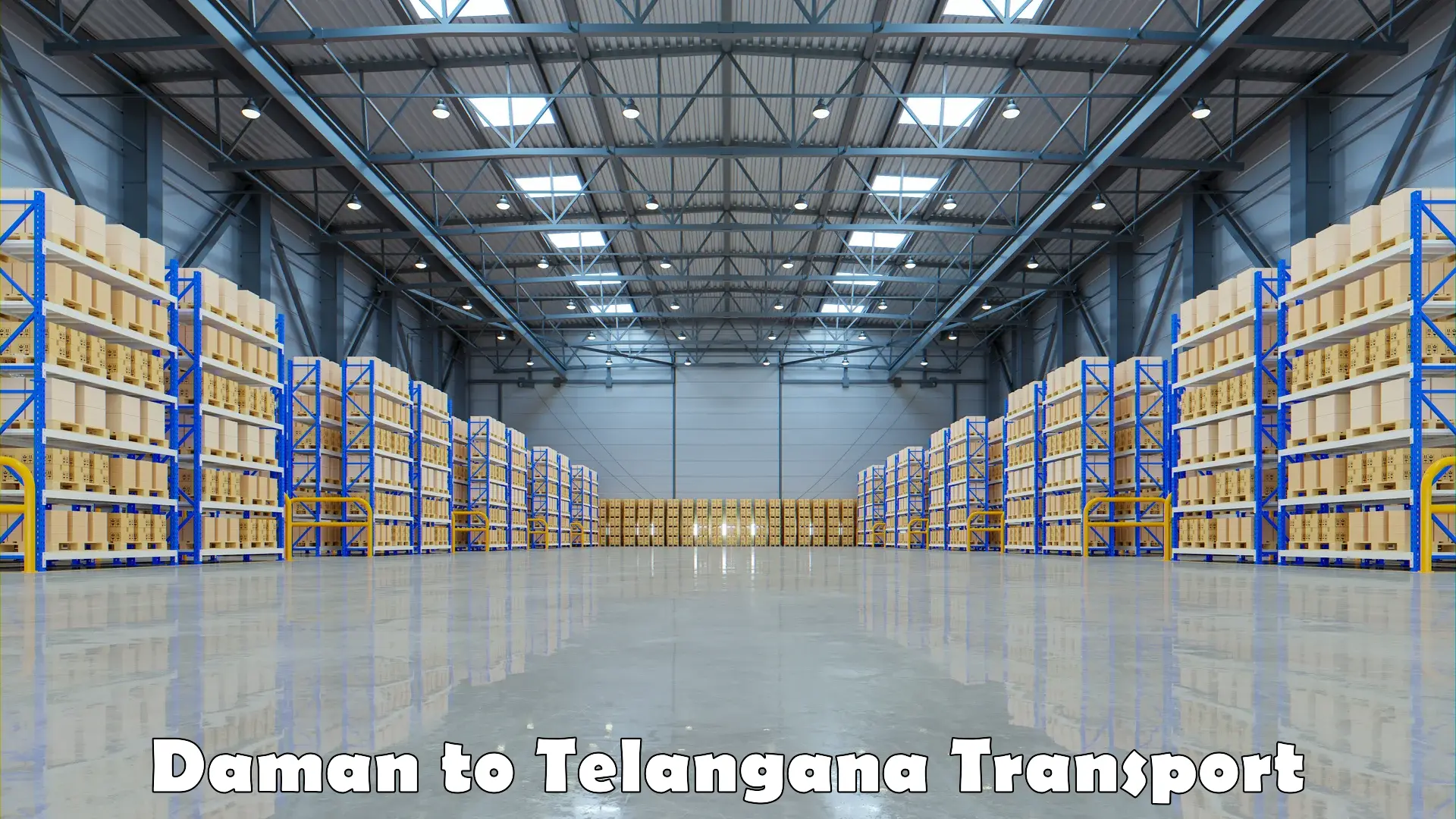 Interstate goods transport in Daman to Telangana