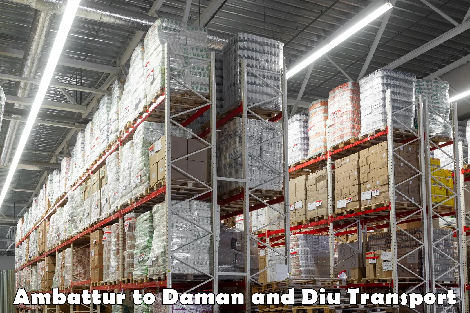 Logistics transportation services Ambattur to Daman and Diu